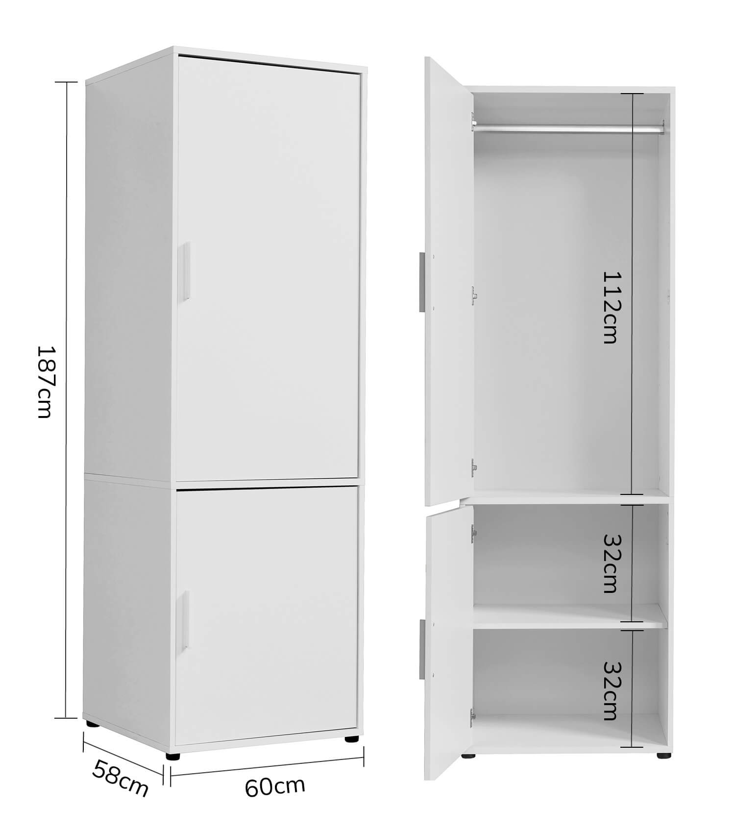 Armoire de rangement chambre à coucher couloir blanc