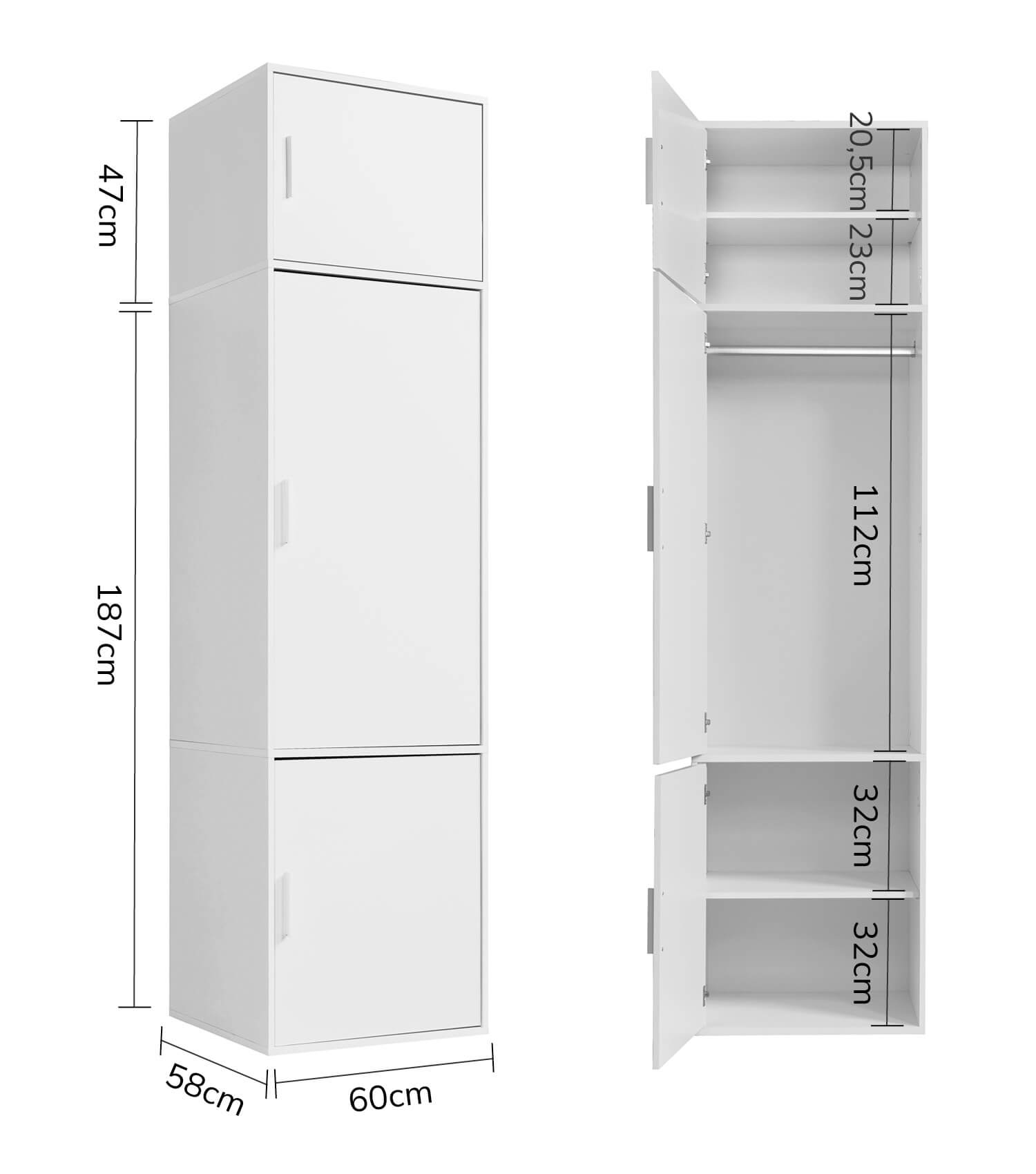 Armoire penderie chambre à coucher blanc
