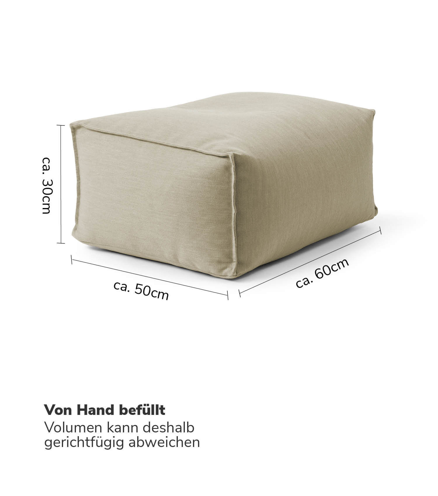 Pouf extérieur Hocker Sitzkissen Bodenkissen 'Der Ruhepouf' repose-pieds carré