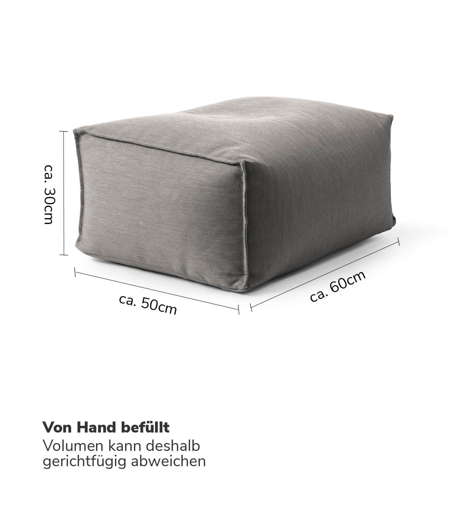 Pouf d'extérieur carré repose-pieds coussin de sol 'Der Ruhepouf' tabouret eckig