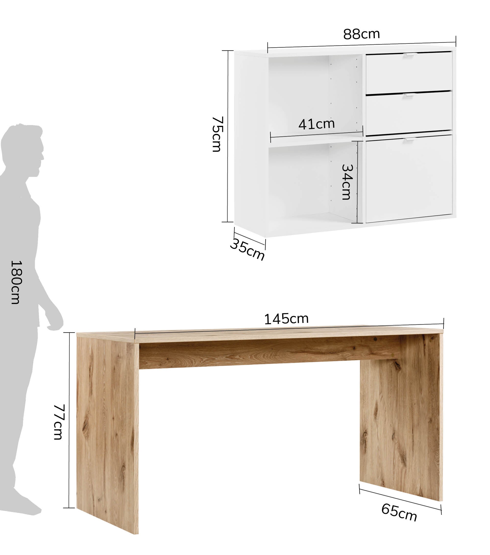 Bureau d'angle en bois avec plateau de travail spacieux et rangements intégrés