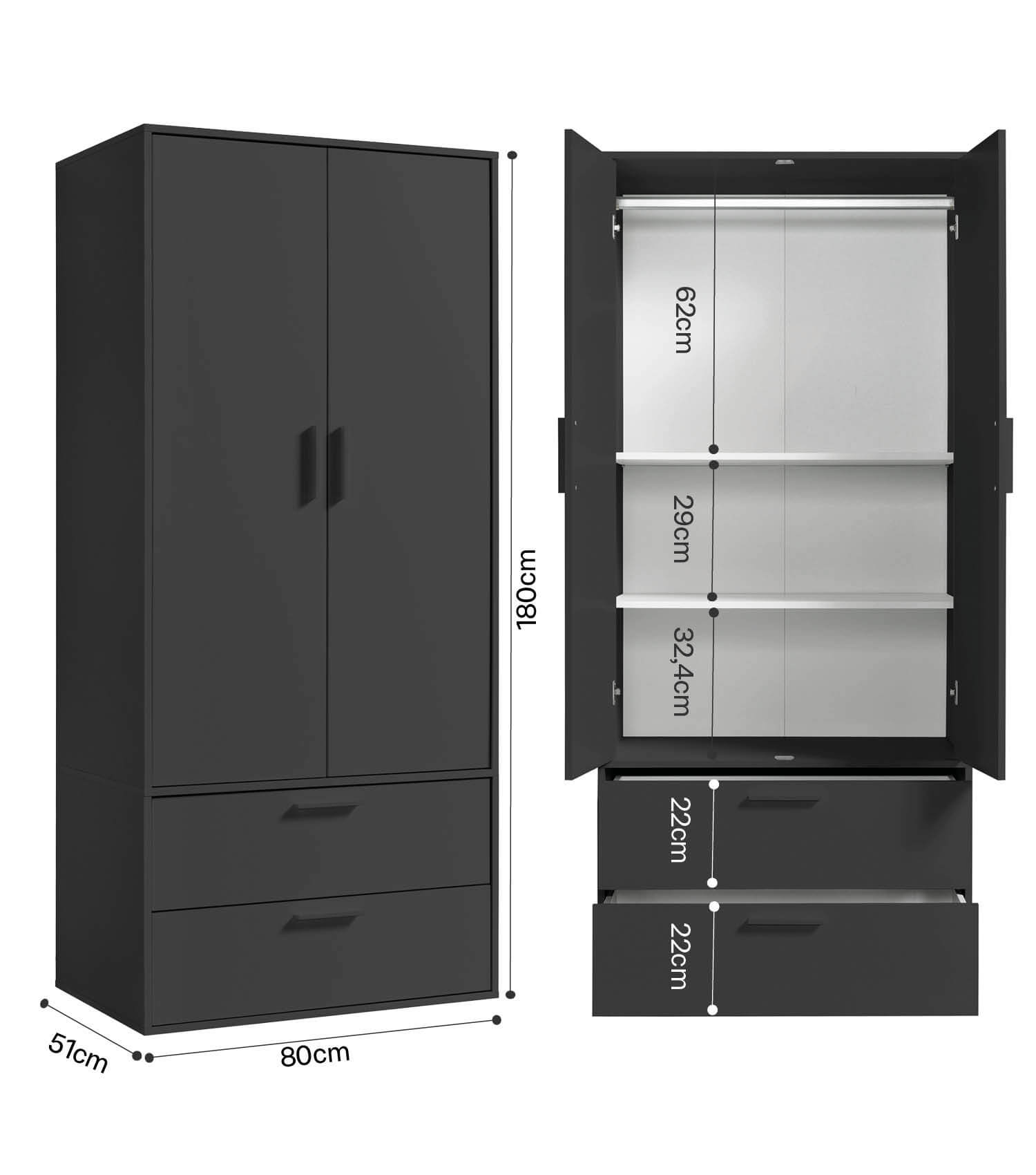 Armoire enfant pour chambre à coucher, rangement vêtements 