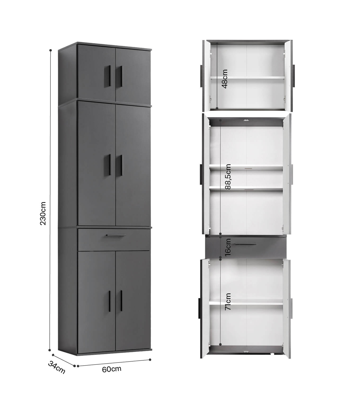Armoire multi-usages haute, meuble à chaussures, armoire polyvalente couloir 