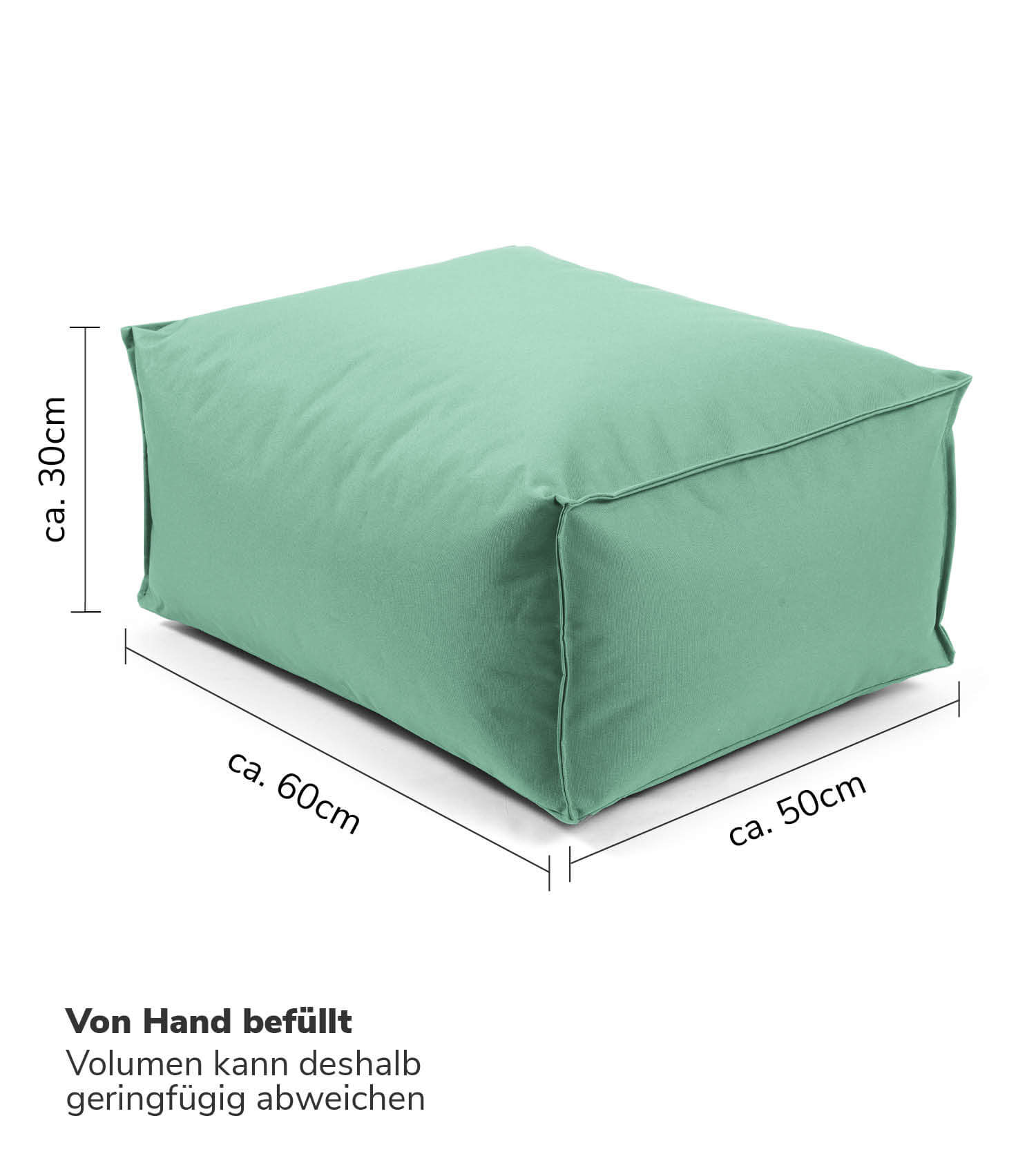 Pouf d'extérieur carrée, repose-pieds et coussin de sol 'Der Ruhepouf'