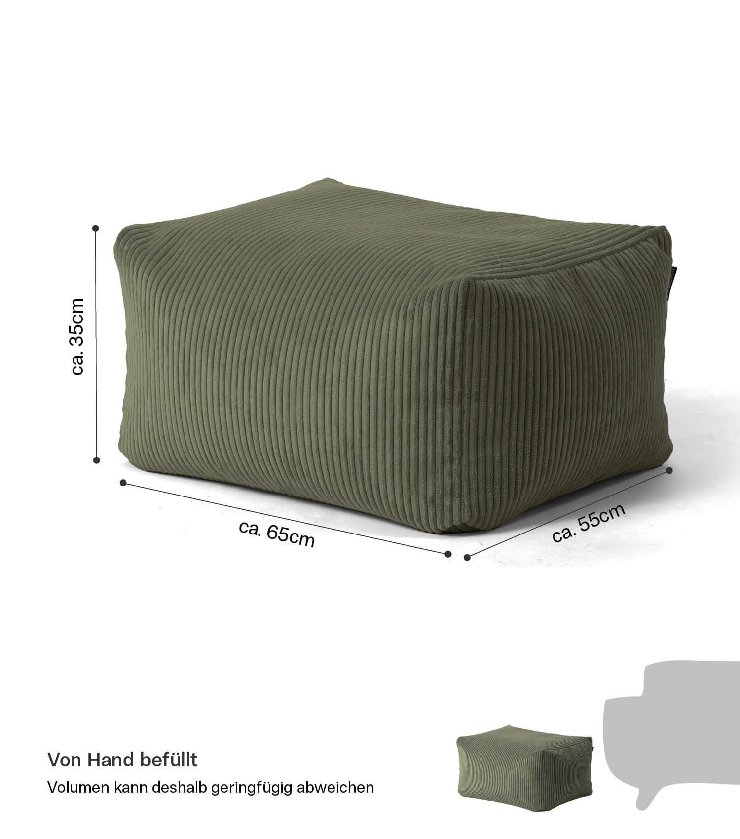 Pouf d'intérieur carré pour s'asseoir au sol 'Der Ruhestifter' repose-pieds