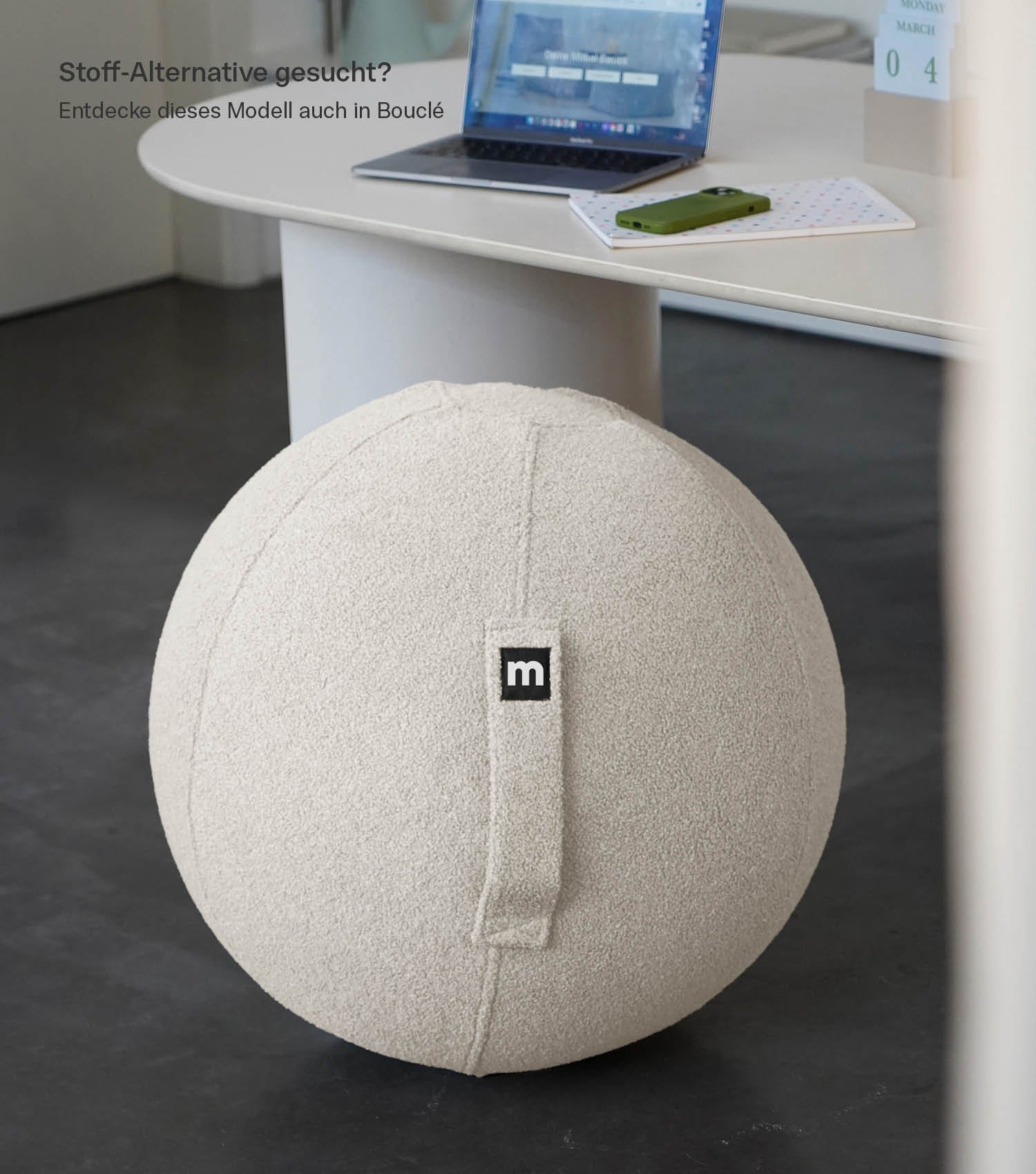 Ballon de siège ergonomique en tissu 'Der Sportliche' ballon de gymnastique et tabouret gris