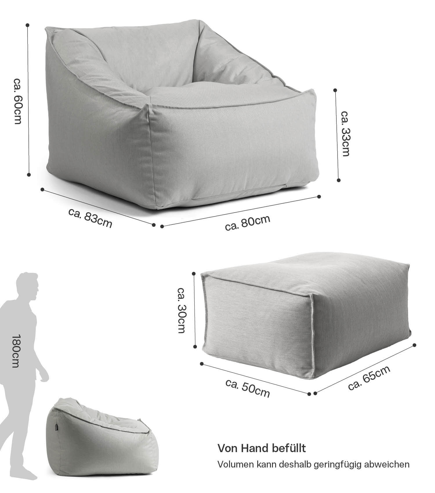 Pouf géant gris clair pour détente et relaxation, bean bag confortable