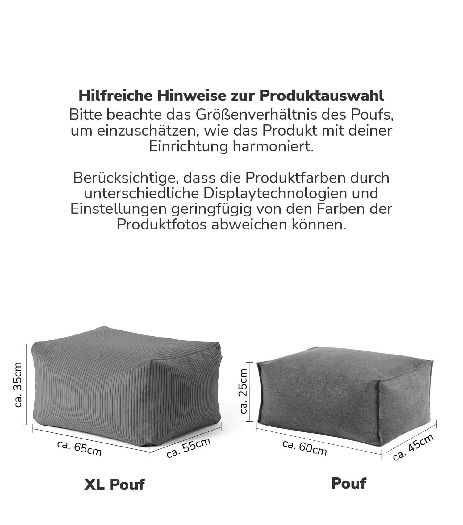 Pouf d'intérieur repose-pieds coussin de sol 'Der Ruhestifter' tabouret carré