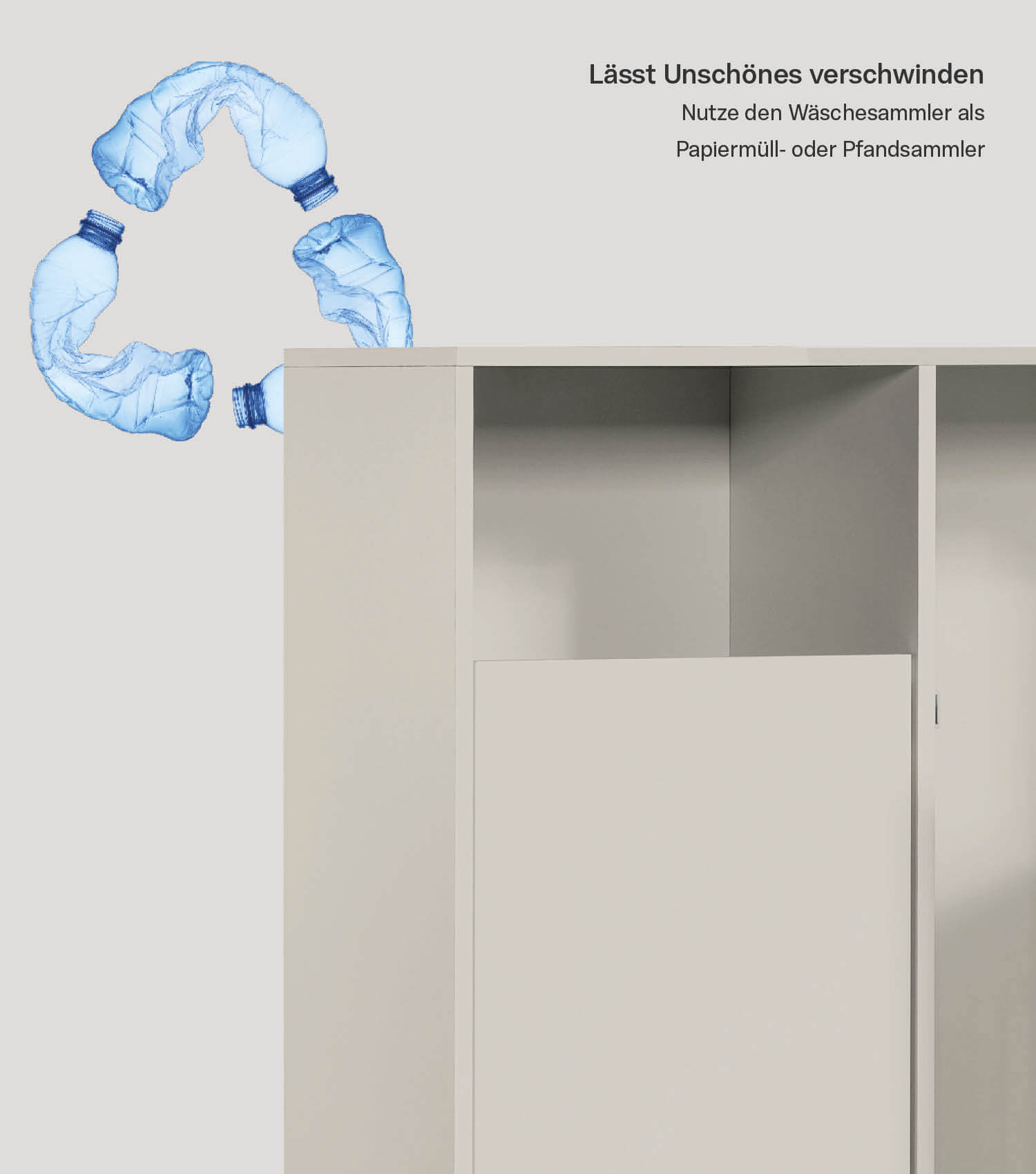 Panier à linge en bois avec séparations pour tri du linge, modèle Wäscheschrank